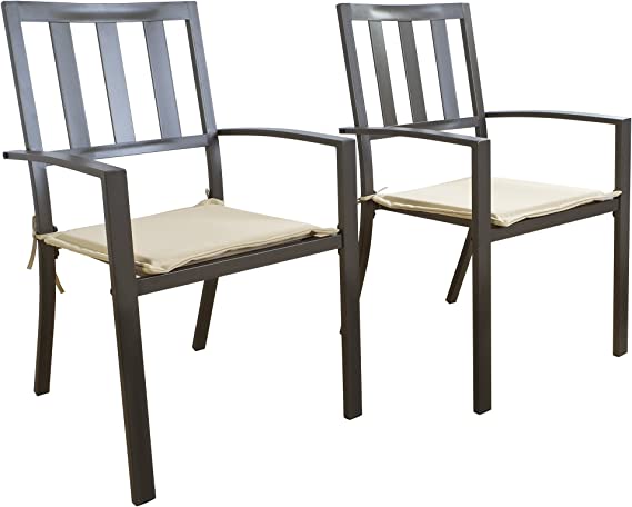 Kozyard Coolmen Outdoor Patio Dining Furniture Chair and Table Sets (2-Pack Wrought Iron Chairs) (Dark Brown)
